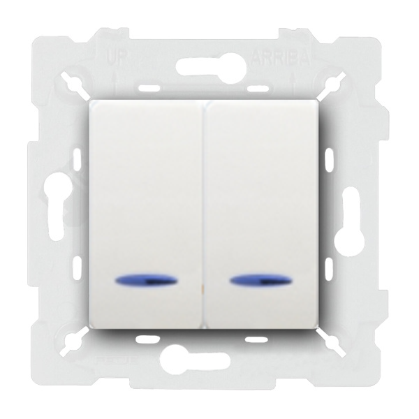  Переключатель двухклавишный (проходной) с подсветкой Fede Vintage Corinto Белый (в сборе)